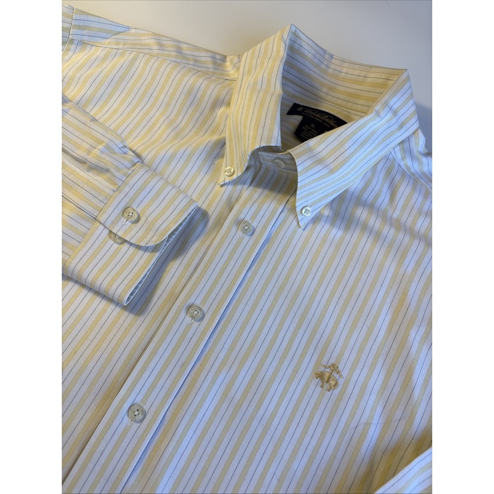 Brooks Brothers‎ Non-Iron 100% Supima Cotton Lemon Striped Oxford Men's XL